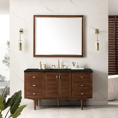 James Martin - Amberly 60" Single Vanity, Mid-Century Walnut, w/ 3 CM Phantome Eclos Top - 670-V60S-WLT-3PHT view 5
