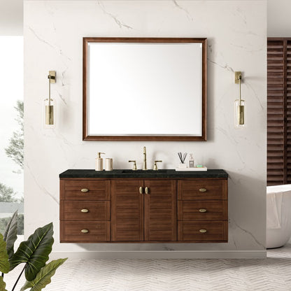 James Martin - Amberly 60" Single Vanity, Mid-Century Walnut, w/ 3 CM Phantome Eclos Top - 670-V60S-WLT-3PHT view 6