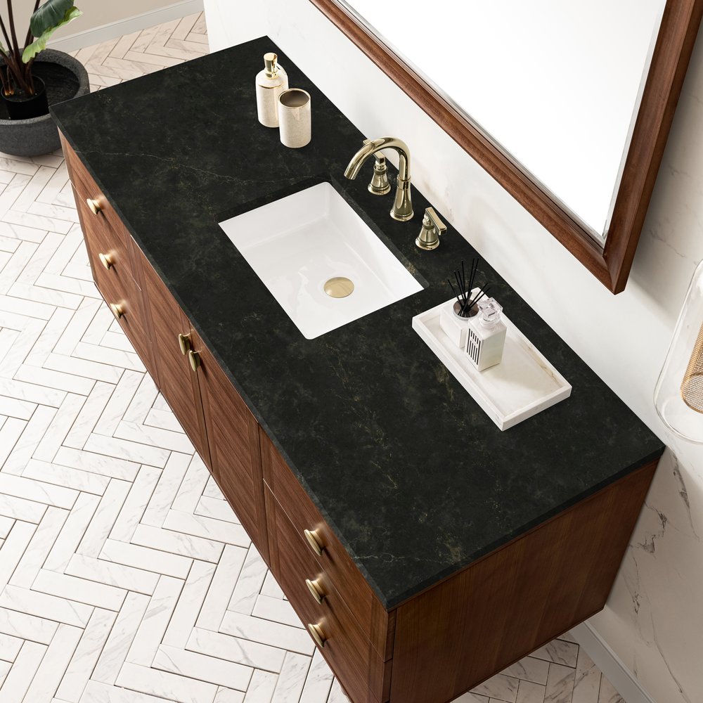 James Martin - Amberly 60" Single Vanity, Mid-Century Walnut, w/ 3 CM Phantome Eclos Top - 670-V60S-WLT-3PHT view 12