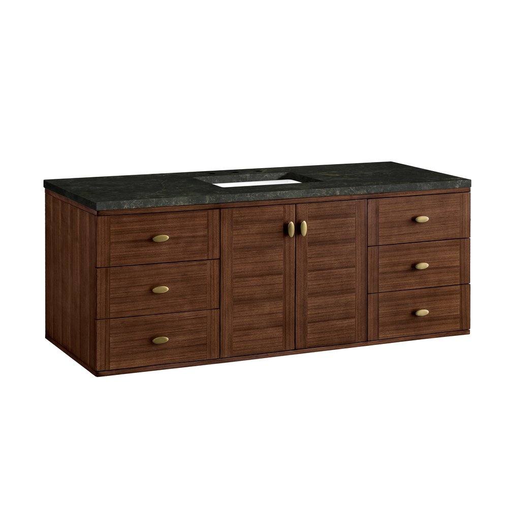 James Martin - Amberly 60" Single Vanity, Mid-Century Walnut, w/ 3 CM Phantome Eclos Top - 670-V60S-WLT-3PHT view 18