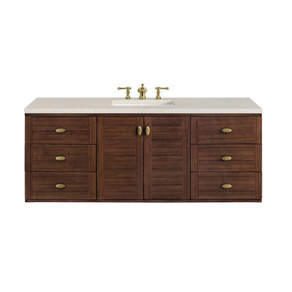 James Martin - Amberly 60" Single Vanity, Mid-Century Walnut, w/ 3 CM Siberian Silestone Top - 670-V60S-WLT-3SFR view 2
