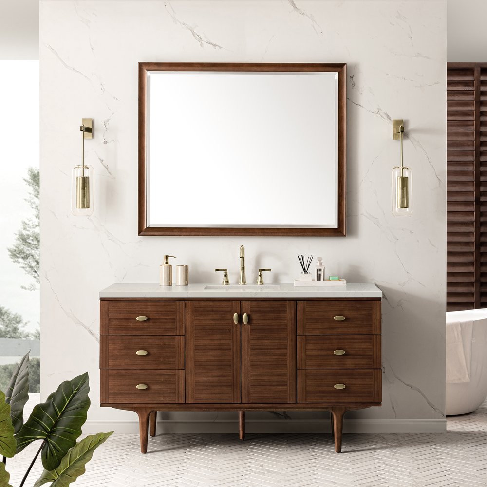 James Martin - Amberly 60" Single Vanity, Mid-Century Walnut, w/ 3 CM Siberian Silestone Top - 670-V60S-WLT-3SFR view 5