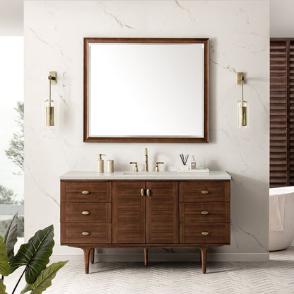 James Martin - Amberly 60" Single Vanity, Mid-Century Walnut, w/ 3 CM Siberian Silestone Top - 670-V60S-WLT-3SFR view 5