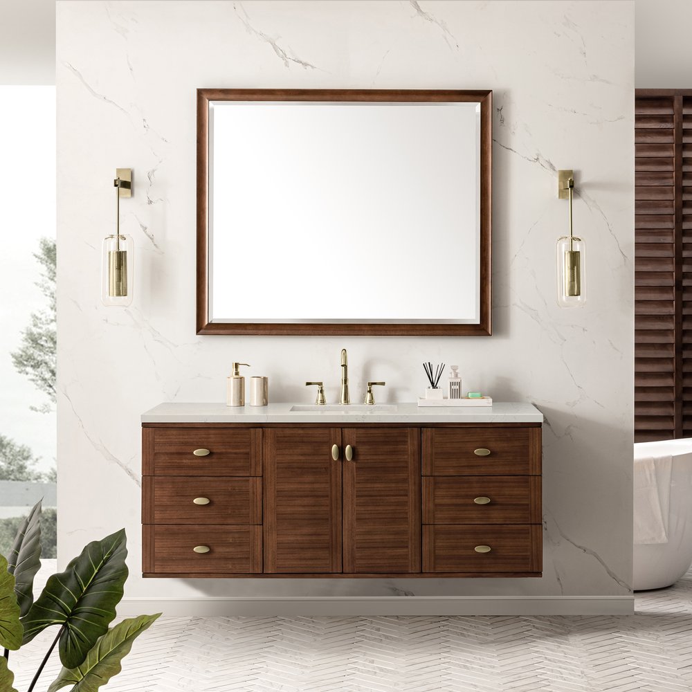 James Martin - Amberly 60" Single Vanity, Mid-Century Walnut, w/ 3 CM Siberian Silestone Top - 670-V60S-WLT-3SFR view 6