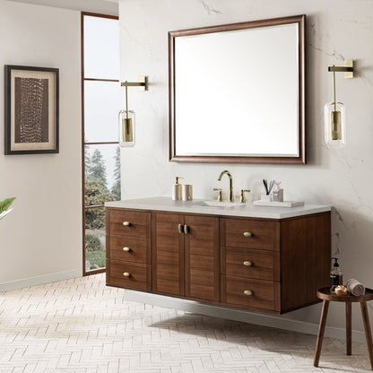 James Martin - Amberly 60" Single Vanity, Mid-Century Walnut, w/ 3 CM Siberian Silestone Top - 670-V60S-WLT-3SFR view 8