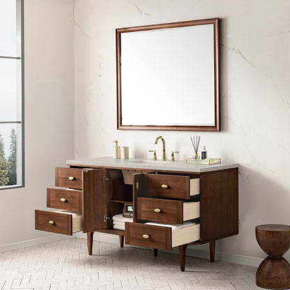 James Martin - Amberly 60" Single Vanity, Mid-Century Walnut, w/ 3 CM Siberian Silestone Top - 670-V60S-WLT-3SFR view 9