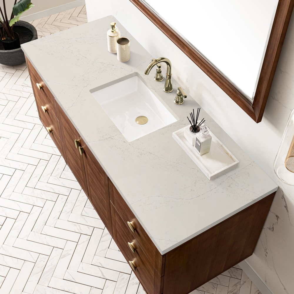 James Martin - Amberly 60" Single Vanity, Mid-Century Walnut, w/ 3 CM Siberian Silestone Top - 670-V60S-WLT-3SFR view 11