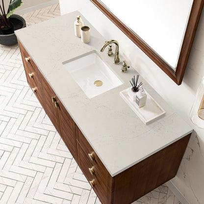 James Martin - Amberly 60" Single Vanity, Mid-Century Walnut, w/ 3 CM Siberian Silestone Top - 670-V60S-WLT-3SFR view 11