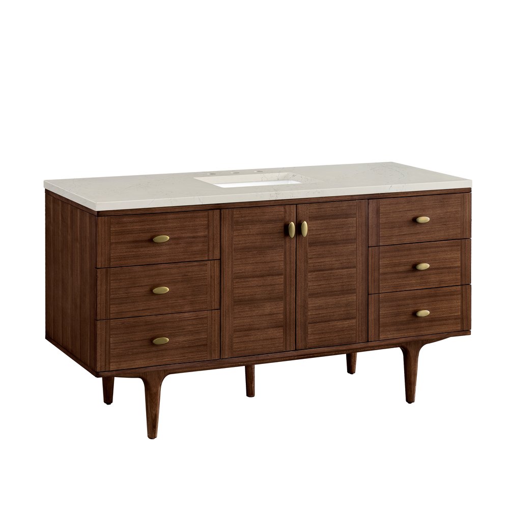 James Martin - Amberly 60" Single Vanity, Mid-Century Walnut, w/ 3 CM Siberian Silestone Top - 670-V60S-WLT-3SFR view 17