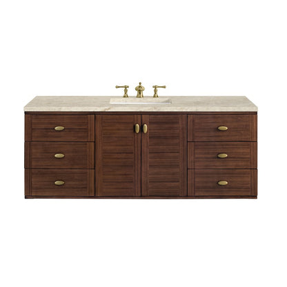 James Martin - Amberly 60" Single Vanity, Mid-Century Walnut, w/ 3 CM Tajnar Eclos Top - 670-V60S-WLT-3TJR view 2