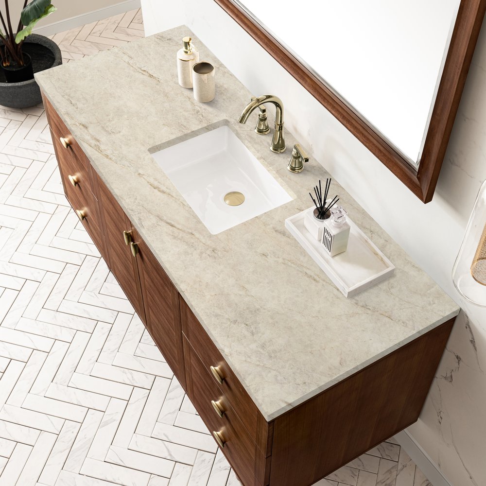 James Martin - Amberly 60" Single Vanity, Mid-Century Walnut, w/ 3 CM Tajnar Eclos Top - 670-V60S-WLT-3TJR view 11