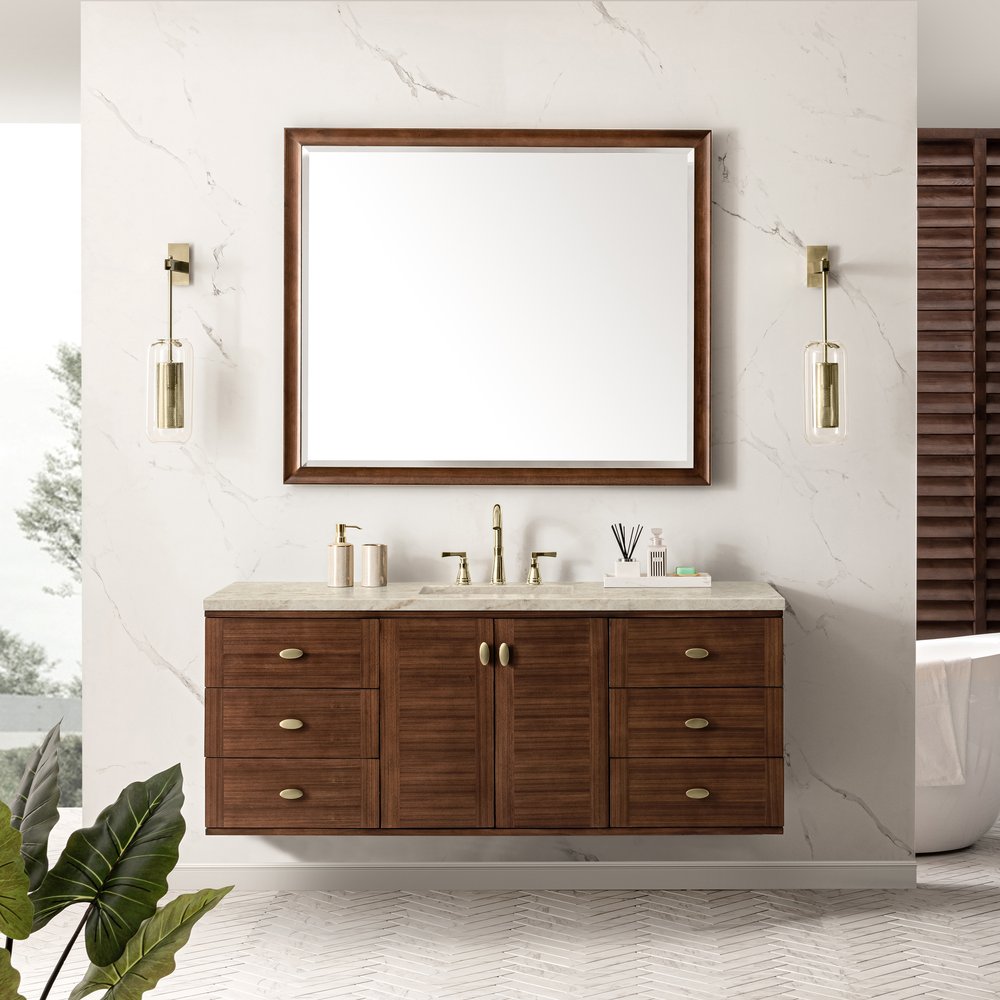 James Martin - Amberly 60" Single Vanity, Mid-Century Walnut, w/ 3 CM Tajnar Eclos Top w/FreePower Wireless Charger - 670-V60S-WLT-FTJR view 6
