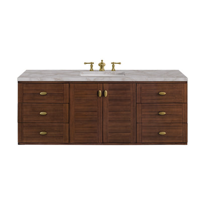 James Martin - Amberly 60" Single Vanity, Mid-Century Walnut w/ 3 CM Victorian Silver Top - 670-V60S-WLT-3VSL view 2