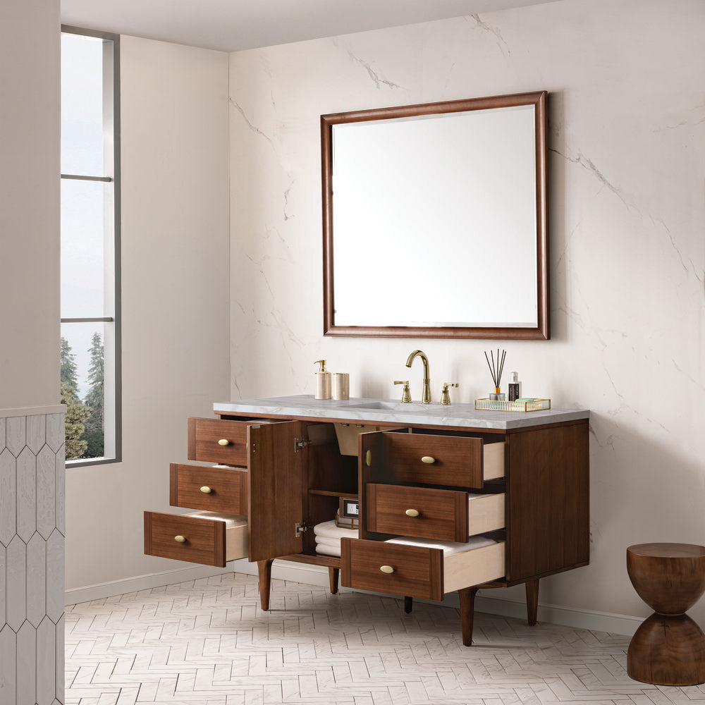 James Martin - Amberly 60" Single Vanity, Mid-Century Walnut w/ 3 CM Victorian Silver Top w/FreePower Wireless Charger - 670-V60S-WLT-FVSL view 8