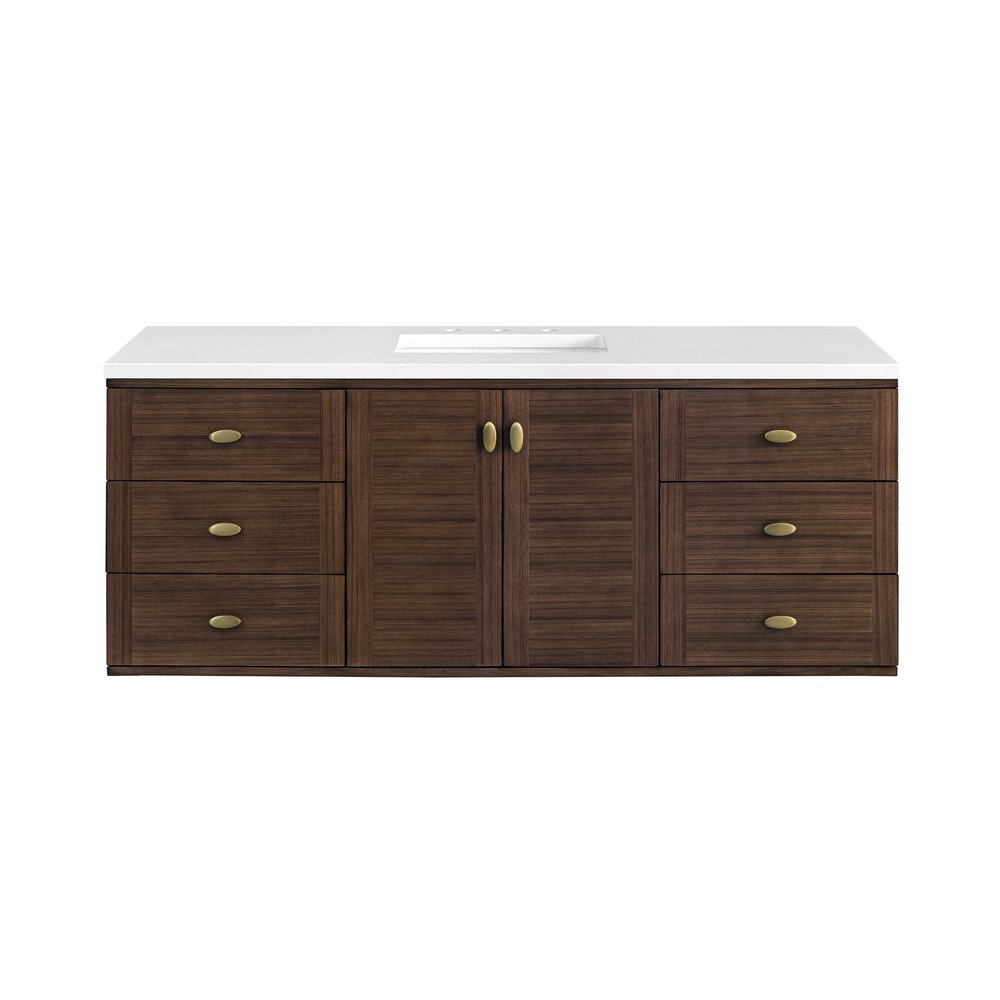 James Martin - Amberly 60" Single Vanity, Mid-Century Walnut w/ 3 CM White Zeus Top - 670-V60S-WLT-3WZ view 4