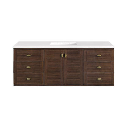 James Martin - Amberly 60" Single Vanity, Mid-Century Walnut w/ 3 CM White Zeus Top - 670-V60S-WLT-3WZ view 4