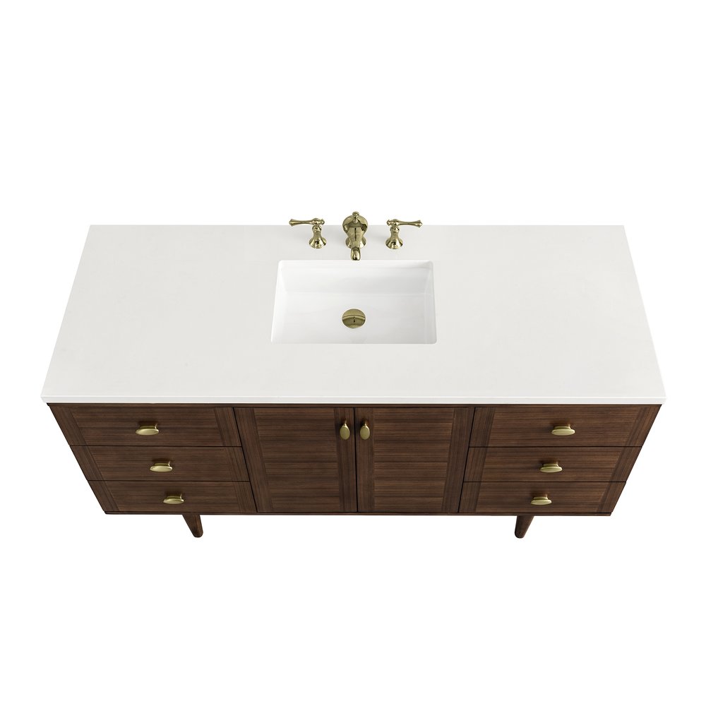 James Martin - Amberly 60" Single Vanity, Mid-Century Walnut w/ 3 CM White Zeus Top - 670-V60S-WLT-3WZ view 13