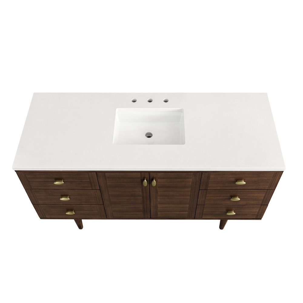 James Martin - Amberly 60" Single Vanity, Mid-Century Walnut w/ 3 CM White Zeus Top - 670-V60S-WLT-3WZ view 14