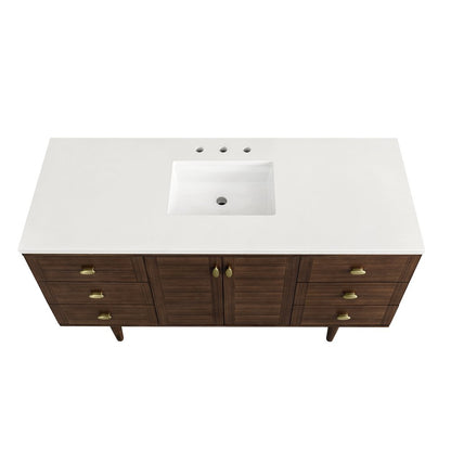 James Martin - Amberly 60" Single Vanity, Mid-Century Walnut w/ 3 CM White Zeus Top - 670-V60S-WLT-3WZ view 14