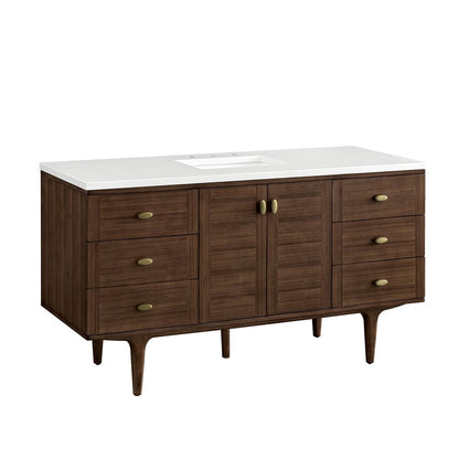 James Martin - Amberly 60" Single Vanity, Mid-Century Walnut w/ 3 CM White Zeus Top - 670-V60S-WLT-3WZ view 21