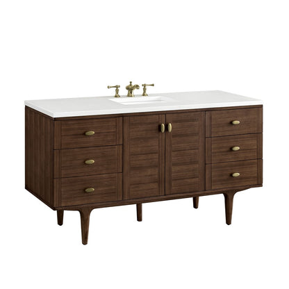 James Martin - Amberly 60" Single Vanity, Mid-Century Walnut w/ 3 CM White Zeus Top - 670-V60S-WLT-3WZ view 22