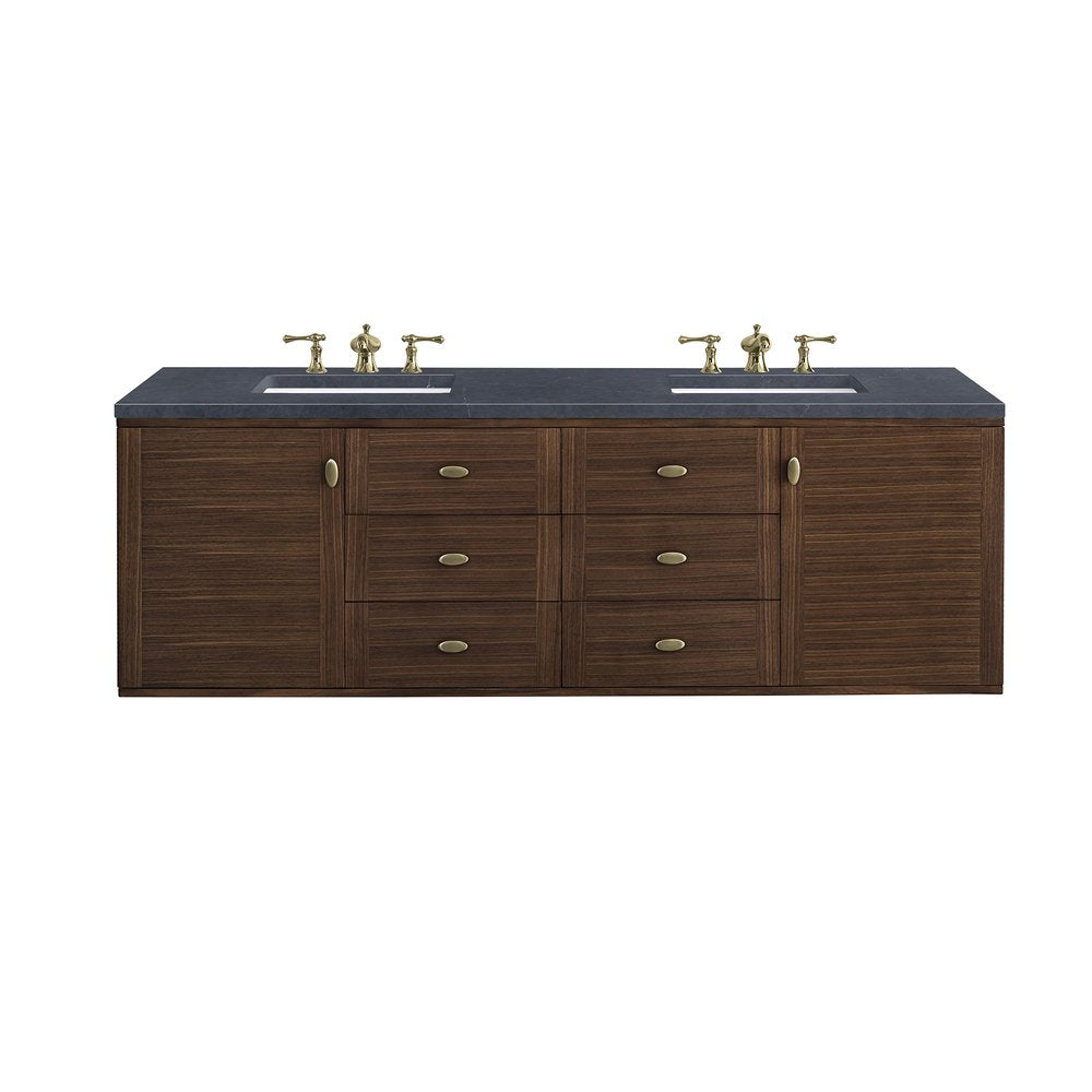 James Martin - Amberly 72" Double Vanity, Mid-Century Walnut w/ 3 CM Charcoal Soapstone Top - 670-V72-WLT-3CSP view 2