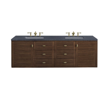 James Martin - Amberly 72" Double Vanity, Mid-Century Walnut w/ 3 CM Charcoal Soapstone Top - 670-V72-WLT-3CSP view 2