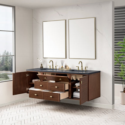 James Martin - Amberly 72" Double Vanity, Mid-Century Walnut w/ 3 CM Charcoal Soapstone Top - 670-V72-WLT-3CSP view 12