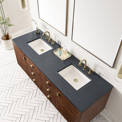 James Martin - Amberly 72" Double Vanity, Mid-Century Walnut w/ 3 CM Charcoal Soapstone Top - 670-V72-WLT-3CSP view 16