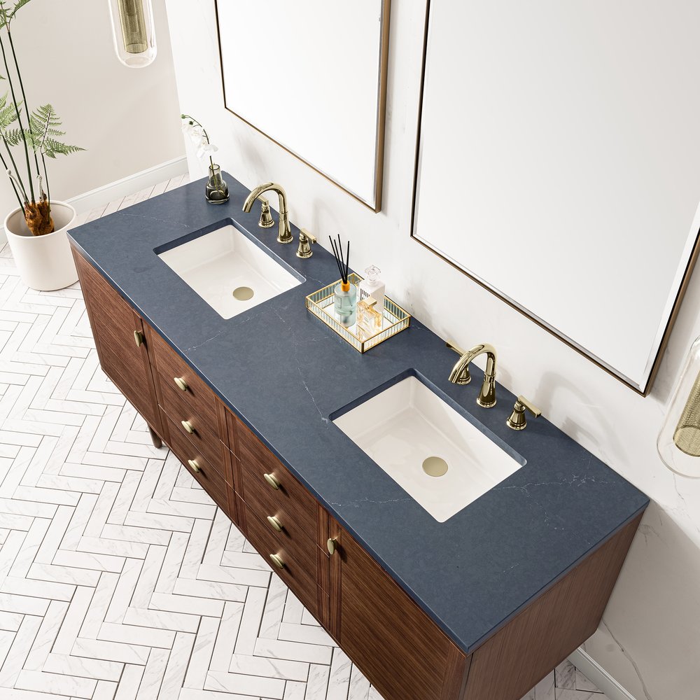 James Martin - Amberly 72" Double Vanity, Mid-Century Walnut w/ 3 CM Charcoal Soapstone Top - 670-V72-WLT-3CSP view 17