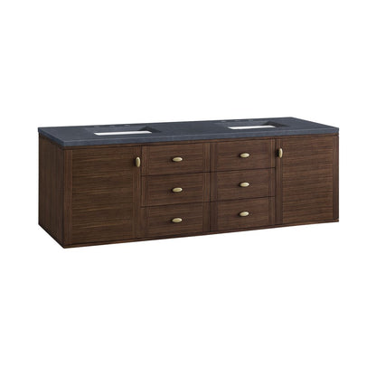 James Martin - Amberly 72" Double Vanity, Mid-Century Walnut w/ 3 CM Charcoal Soapstone Top - 670-V72-WLT-3CSP view 24