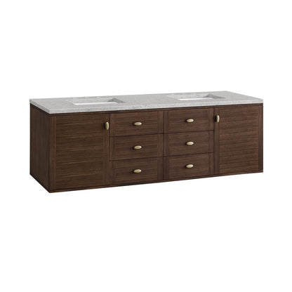 James Martin - Amberly 72" Double Vanity, Mid-Century Walnut w/ 3 CM Eternal Jasmine Pearl Top - 670-V72-WLT-3EJP view 18