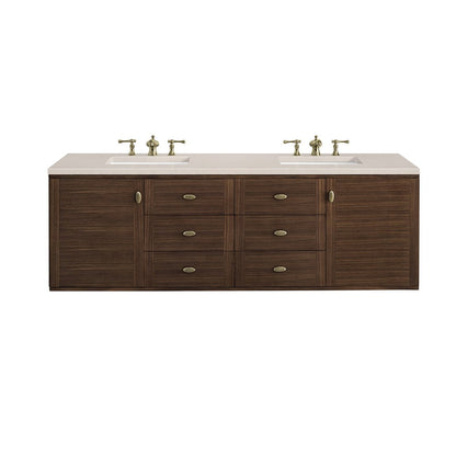 James Martin - Amberly 72" Double Vanity, Mid-Century Walnut w/ 3 CM Eternal Marfil Top - 670-V72-WLT-3EMR view 2