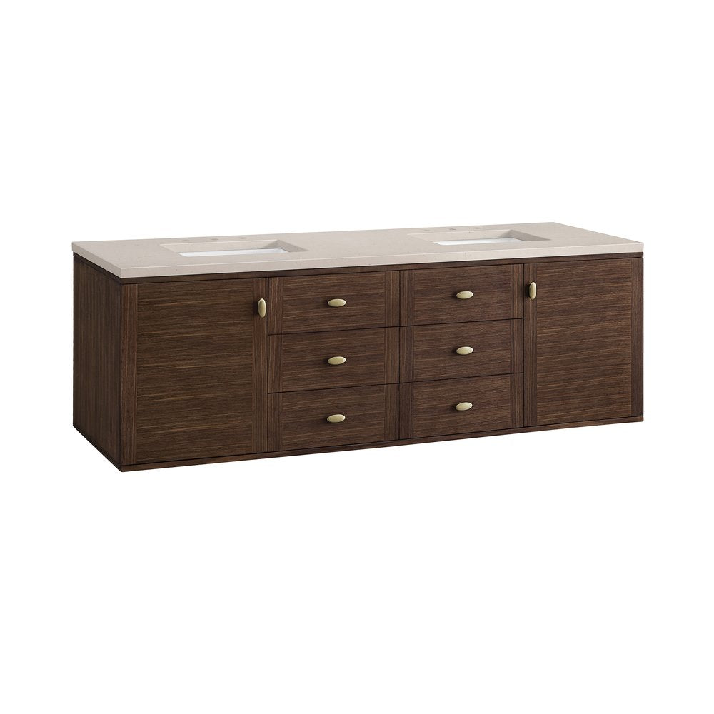 James Martin - Amberly 72" Double Vanity, Mid-Century Walnut w/ 3 CM Eternal Marfil Top - 670-V72-WLT-3EMR view 18