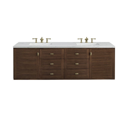 James Martin - Amberly 72" Double Vanity, Mid-Century Walnut w/ 3 CM Ethereal Noctis Top - 670-V72-WLT-3ENC view 2