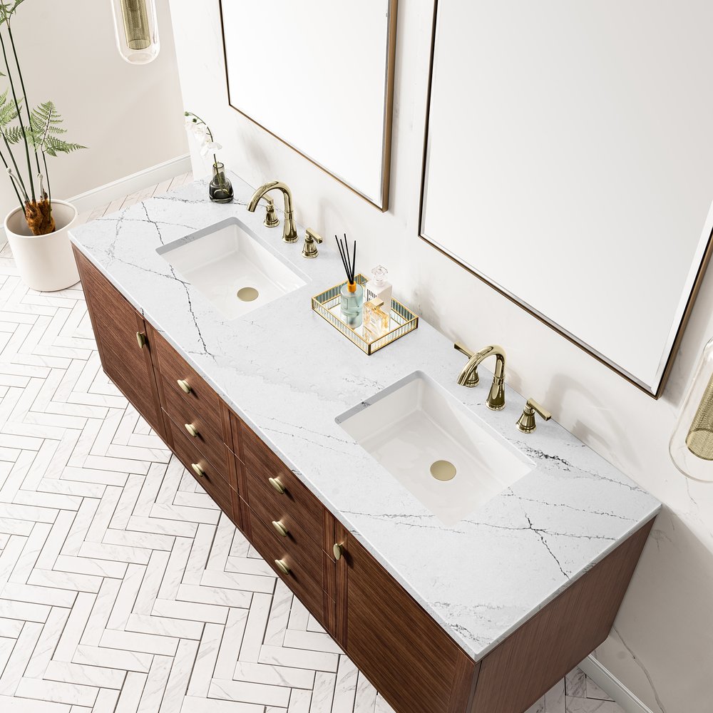 James Martin - Amberly 72" Double Vanity, Mid-Century Walnut w/ 3 CM Ethereal Noctis Top - 670-V72-WLT-3ENC view 12