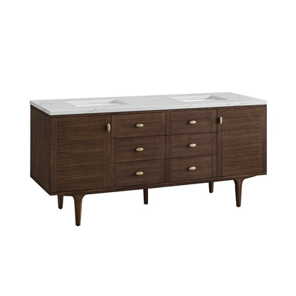James Martin - Amberly 72" Double Vanity, Mid-Century Walnut w/ 3 CM Ethereal Noctis Top - 670-V72-WLT-3ENC view 17