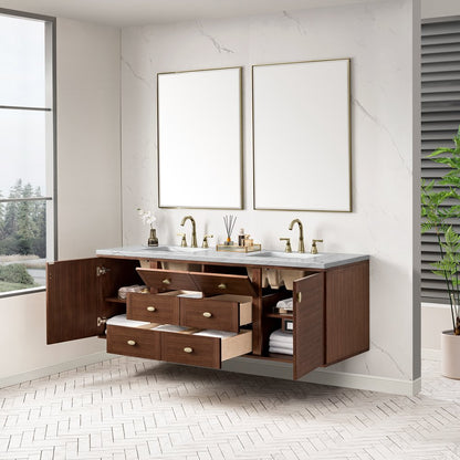 James Martin - Amberly 72" Double Vanity, Mid-Century Walnut w/ 3 CM Ethereal Noctis Top w/FreePower Wireless Charger - 670-V72-WLT-FENC view 9