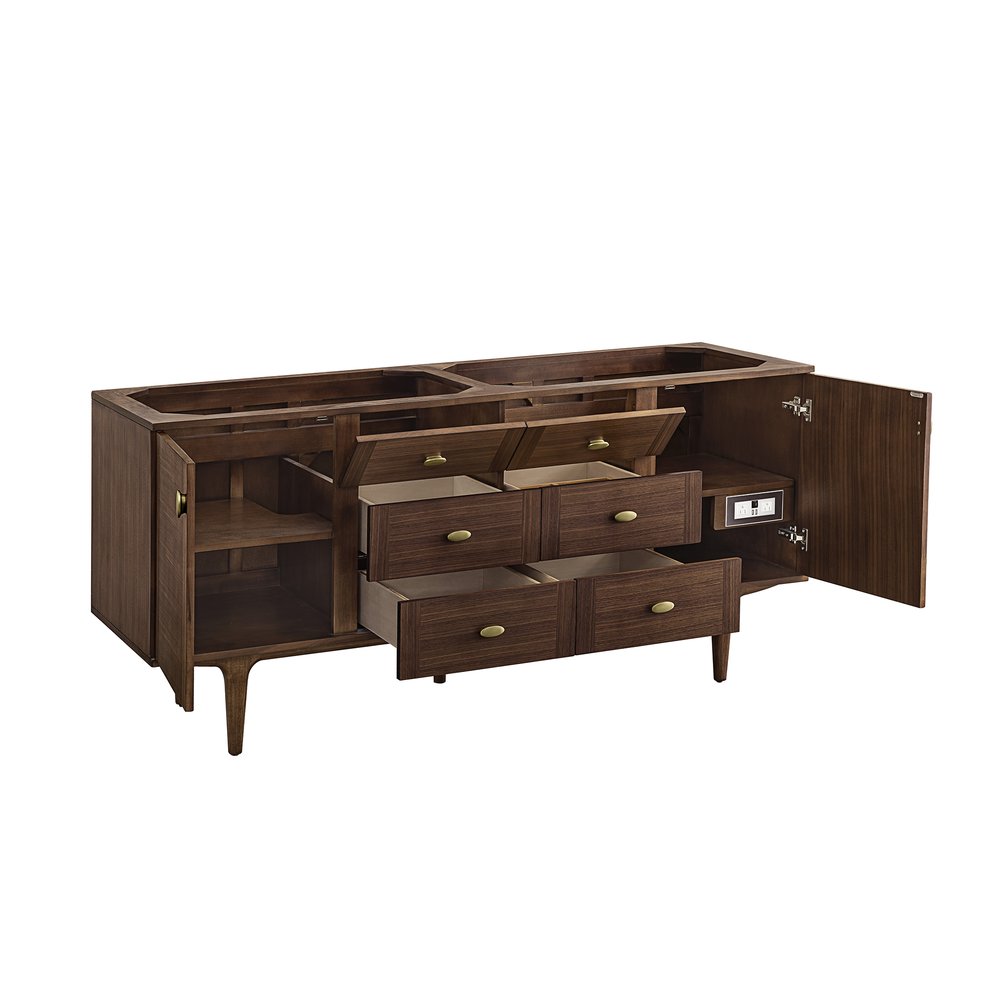 James Martin - Amberly 72" Double Vanity, Mid-Century Walnut w/ 3 CM Ethereal Noctis Top w/FreePower Wireless Charger - 670-V72-WLT-FENC view 12