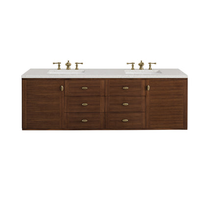 James Martin - Amberly 72" Double Vanity, Mid-Century Walnut w/ 3 CM Lime Delight Top - 670-V72-WLT-3LDL view 2