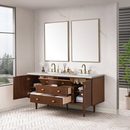 James Martin - Amberly 72" Double Vanity, Mid-Century Walnut w/ 3 CM Lime Delight Top - 670-V72-WLT-3LDL view 9
