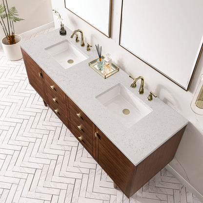 James Martin - Amberly 72" Double Vanity, Mid-Century Walnut w/ 3 CM Lime Delight Top - 670-V72-WLT-3LDL view 11