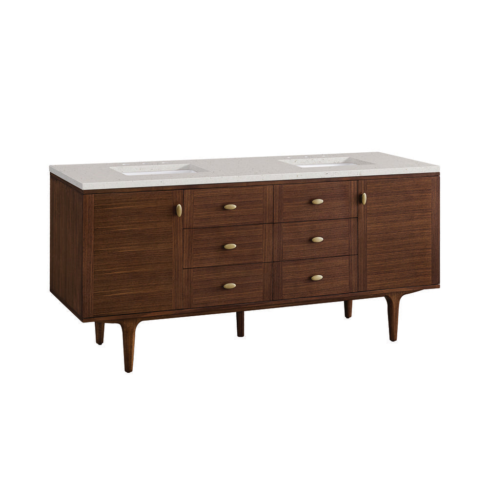 James Martin - Amberly 72" Double Vanity, Mid-Century Walnut w/ 3 CM Lime Delight Top - 670-V72-WLT-3LDL view 17