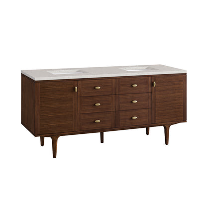 James Martin - Amberly 72" Double Vanity, Mid-Century Walnut w/ 3 CM Lime Delight Top - 670-V72-WLT-3LDL view 17