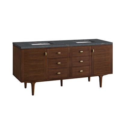 James Martin - Amberly 72" Double Vanity, Mid-Century Walnut w/ 3 CM Parisien Bleu Top - 670-V72-WLT-3PBL view 18