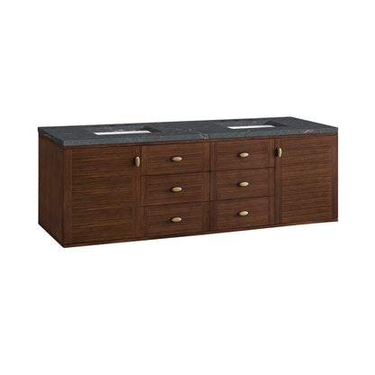 James Martin - Amberly 72" Double Vanity, Mid-Century Walnut w/ 3 CM Parisien Bleu Top - 670-V72-WLT-3PBL view 19