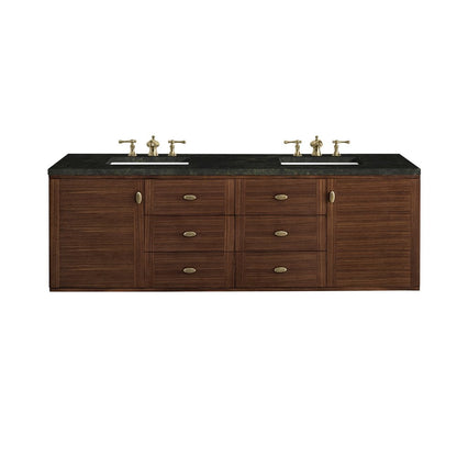 James Martin - Amberly 72" Double Vanity, Mid-Century Walnut, w/ 3 CM Phantome Eclos Top - 670-V72-WLT-3PHT view 2