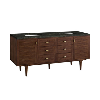 James Martin - Amberly 72" Double Vanity, Mid-Century Walnut, w/ 3 CM Phantome Eclos Top - 670-V72-WLT-3PHT view 18