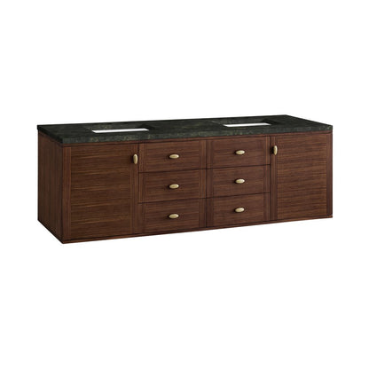 James Martin - Amberly 72" Double Vanity, Mid-Century Walnut, w/ 3 CM Phantome Eclos Top - 670-V72-WLT-3PHT view 19
