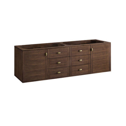 James Martin - Amberly 72" Double Vanity, Mid-Century Walnut, w/ 3 CM Siberian Silestone Top - 670-V72-WLT-3SFR view 4